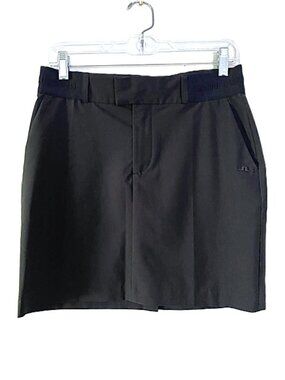 J.Lindeberg Womens Golf Skirt Skort Zip Up Flat Front Black 17" Moisture Wick